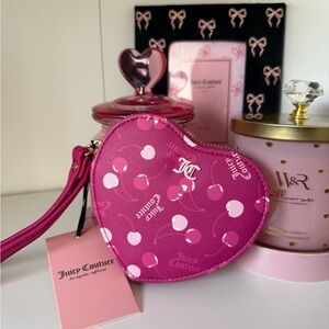 Juicy Couture Cherry On Top Pink Cherry Heart Wristlet